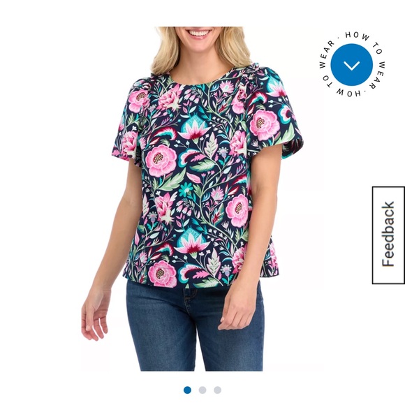 NWT crown & ivy Floral Blouse - Pink and Blue - Picture 3 of 16